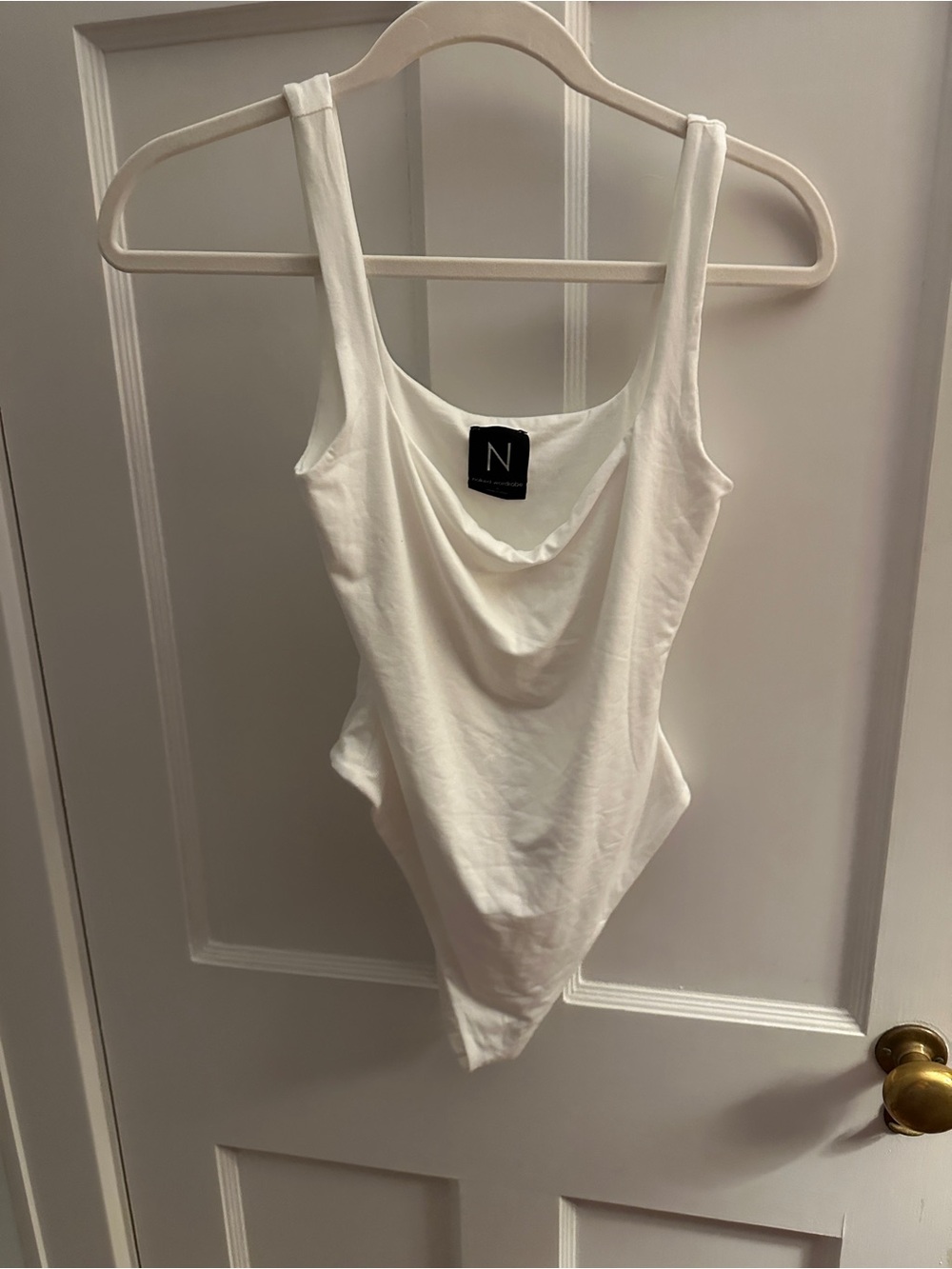 naked wardrobe White Scoop Neck Bodysuit